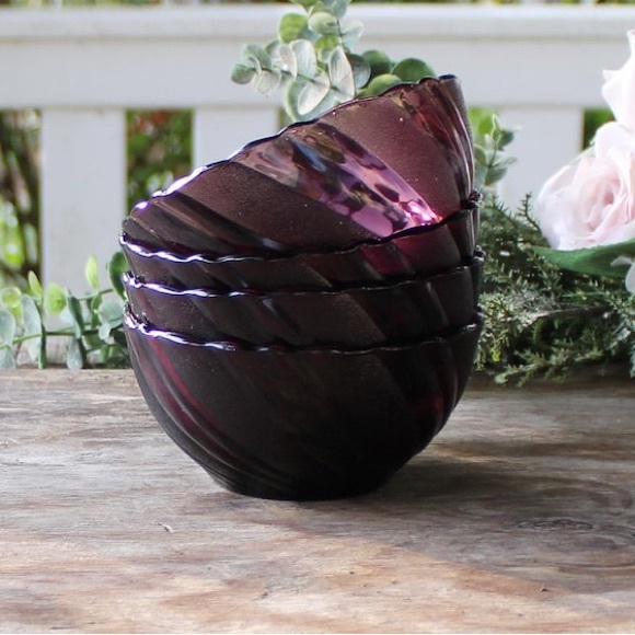 Duralex Rivage Amethyst Dessert Bowls Set of 4 Small Fruit Bowls Made in France - Picture 1 of 7
